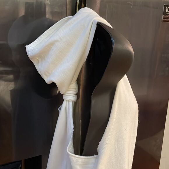 Small Miley Cyrus Max Azria white sleeveless hooded open front cardigan - Picture 5 of 10